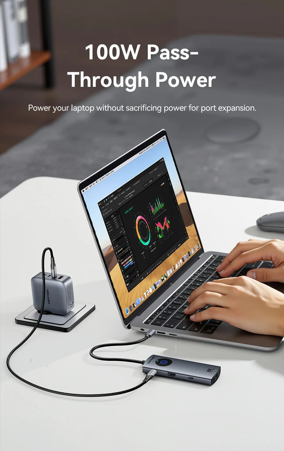 Vention USB‑C 8K/4K HDMI Hub | LED Display, USB‑A/C 3.0, 3.2 Gen1, Gigabit Ethernet Adapter