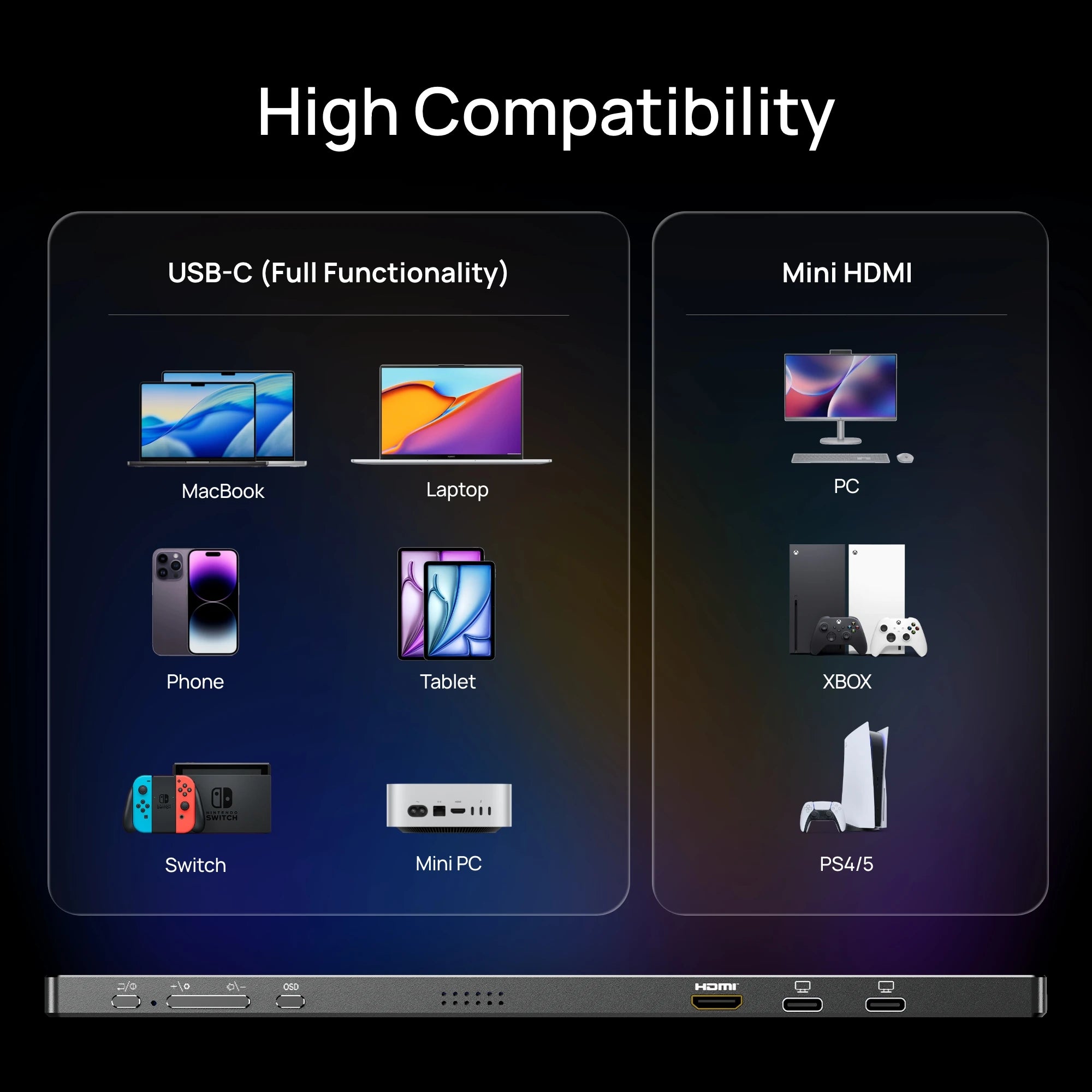 ARZOPA Z1RC 16" Portable Monitor | 2.5K 2560×1600, IPS, 100–123% sRGB, USB‑C & HDMI