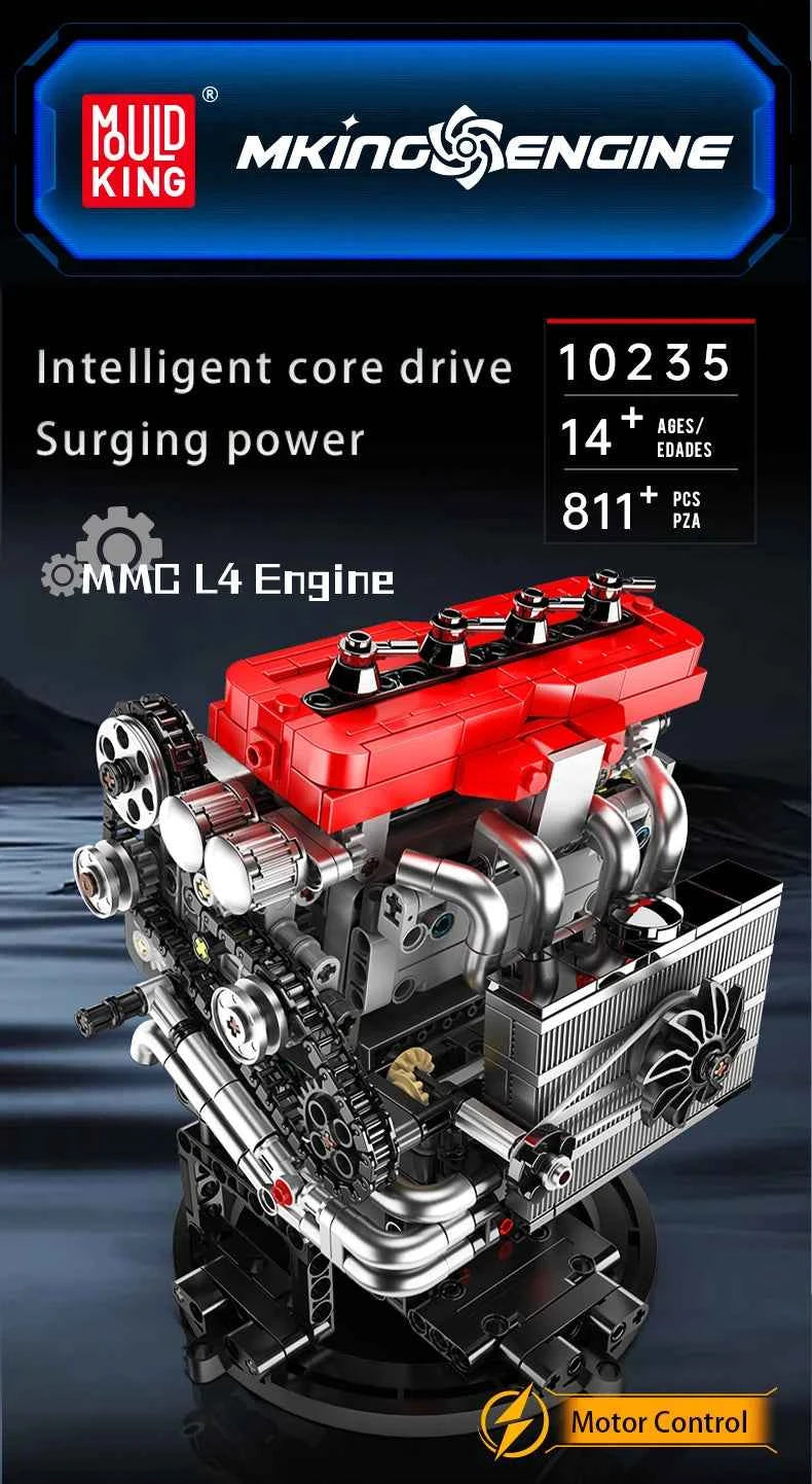 Mould King 10235 Motorized MMC L4 Engine Building Set | 4G63T Replica - Limetastore