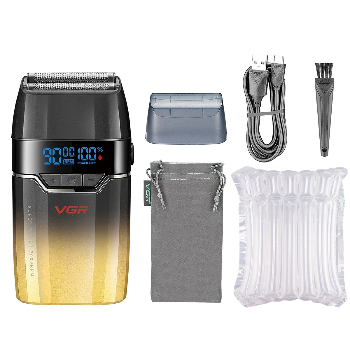 VGR Shaver Professional Beard Trimmer 9000 RPM Shaving Machine Razor Electric Shaver Reciprocating LED Shaver for Men V-308