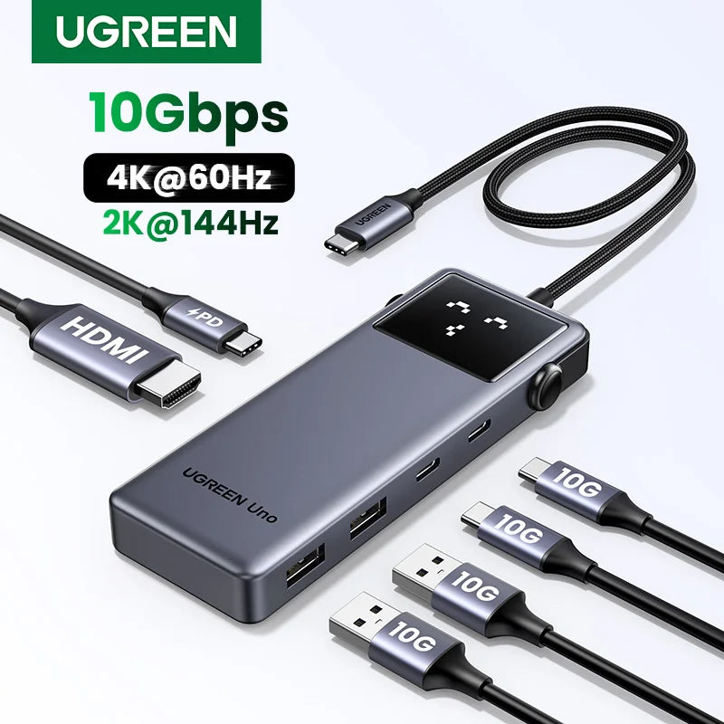 UGREEN Uno 6‑in‑1 USB‑C Hub with 4K60Hz HDMI, 10Gbps USB 3.2, PD100W