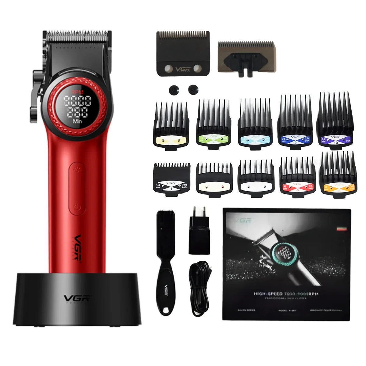 VGR Hair Cutting Machine Professional Trimmer 9000 RPM Hair Clipper Bldc Motor Barber Cordless Clipper Trimmer for Men V-001