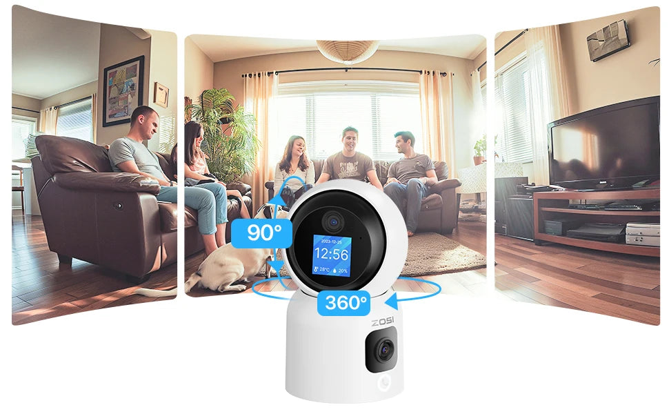 ZOSI 360° PTZ Smart Home Security Camera – Auto‑Tracking Indoor WiFi Baby & Pet Monitor with AI Detection & HD Night Vision