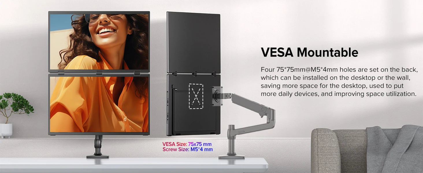 EVICIV 18.5" Touchscreen Portable Monitor 100Hz 1080P USB-C HDMI Dual Folding Stacked Gaming Display for Laptops PC Mac Phone - Limetastore