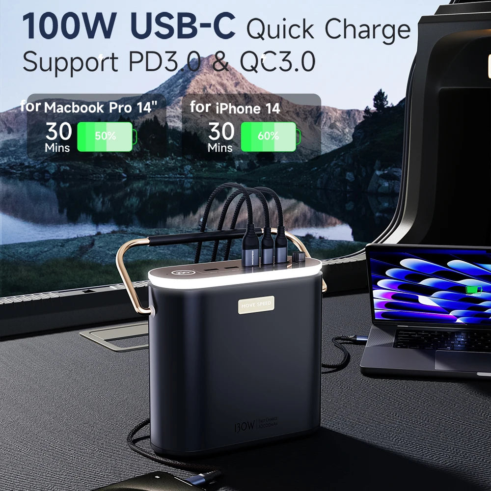 MOVESPEED 80000mAh Power Bank 100W PD Fast Charging Powerbank Portable External Battery Power Station for Camping Outdoor Laptop