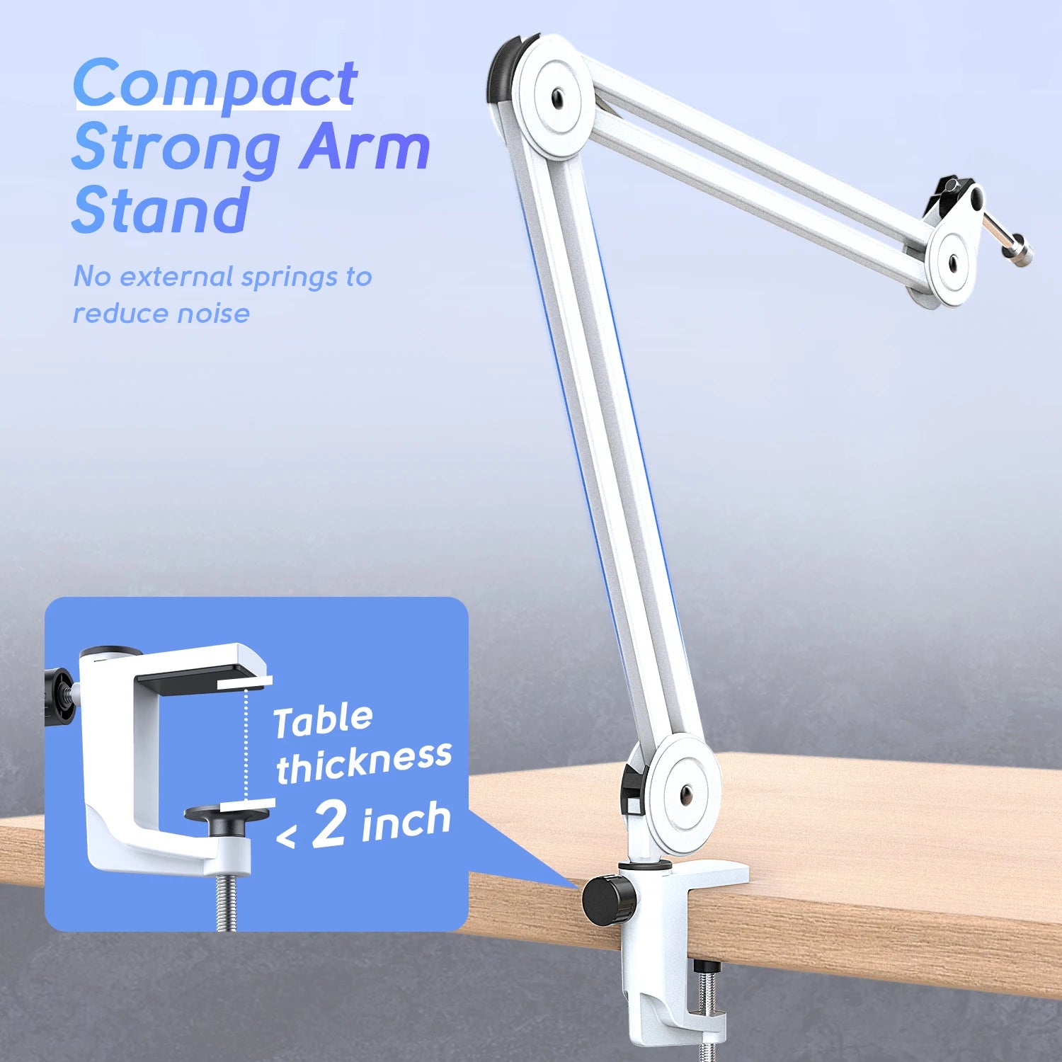 FIFINE BM63W White Heavy-Duty Microphone Boom Arm | Adjustable Articulated Stand
