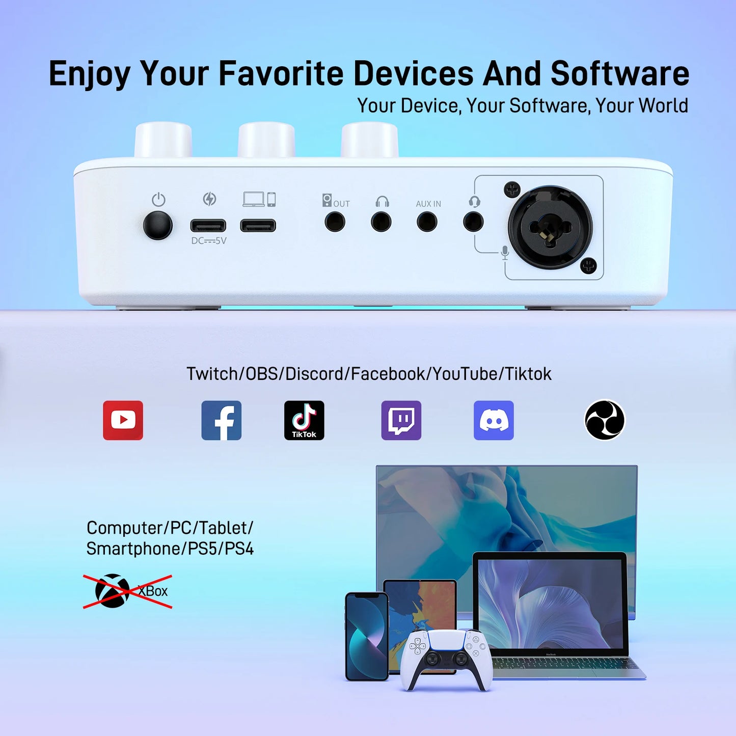 Maono G1 NEO – Gaming Audio Mixer 4‑Channel | RGB Effects, Custom Sound Pads, XLR Mic Interface, Streaming & Podcast Mixer