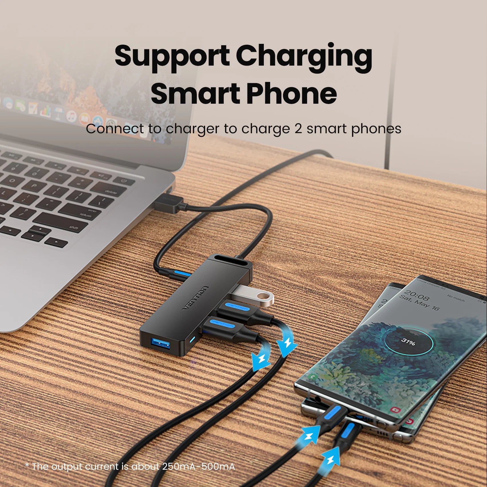 Vention USB 3.0 Hub 4‑Port | 5Gbps High‑Speed Multiport Splitter for Laptop & Desktop