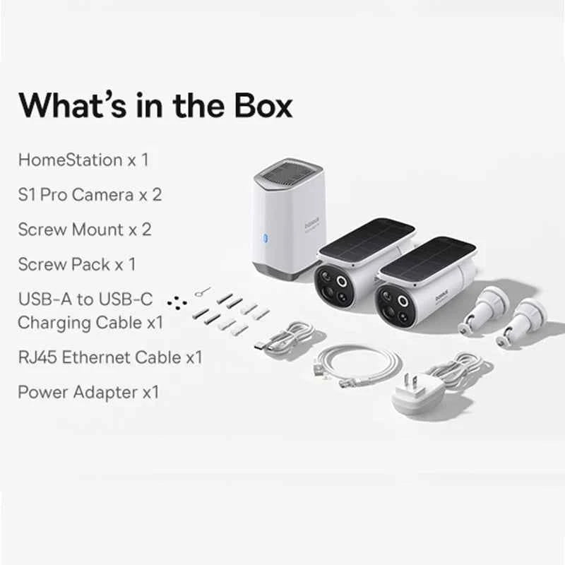 Baseus Security S1 Pro Outdoor Camera 3K Clarity Wireless Solar Security Camera Continuous Power IP67 Wifi Camera 2-Camera Kit - Limetastore
