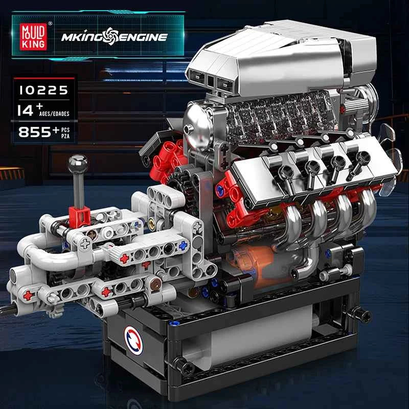 Mould King 10225 Motorized V8 Engine Building Set | Technical Car Engine Toy - Limetastore