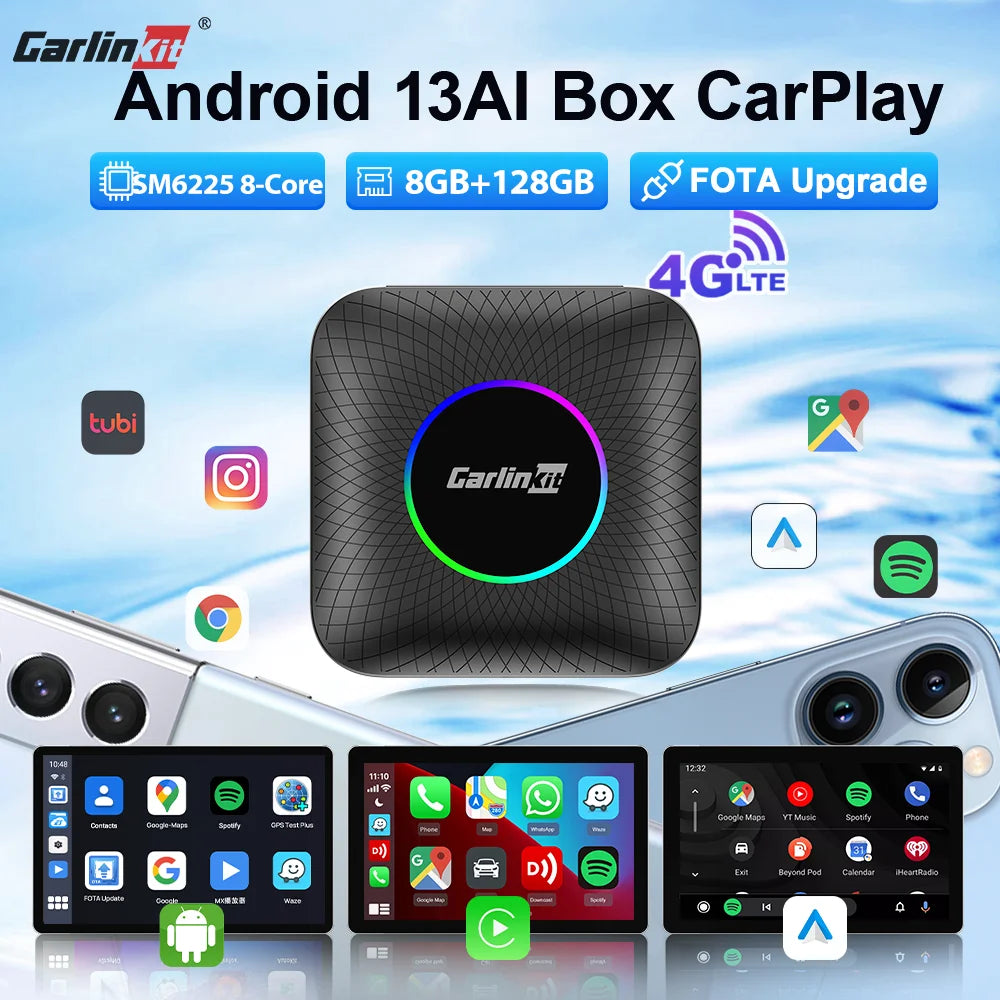 CarlinKit Android 13 LED/PLUS 8+128GB Wireless CarPlay AI Box