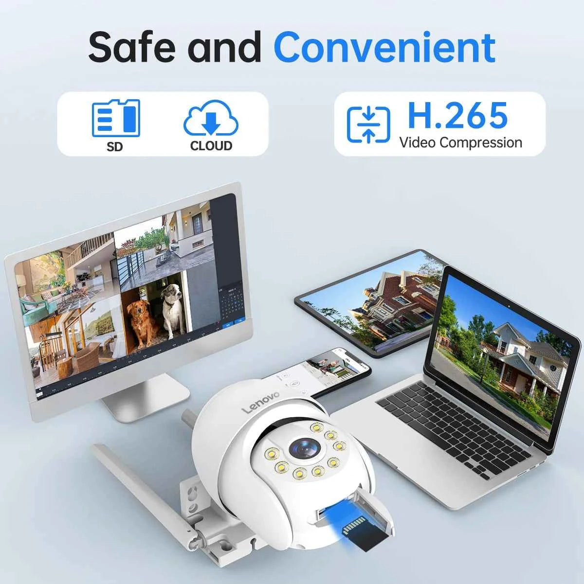 Lenovo 5MP Smart Wifi PTZ Camera Outdoor 5x Digital Zoom Auto Tracking ONVIF CCTV IP Camera Security Video Surveillance Camera - Limetastore
