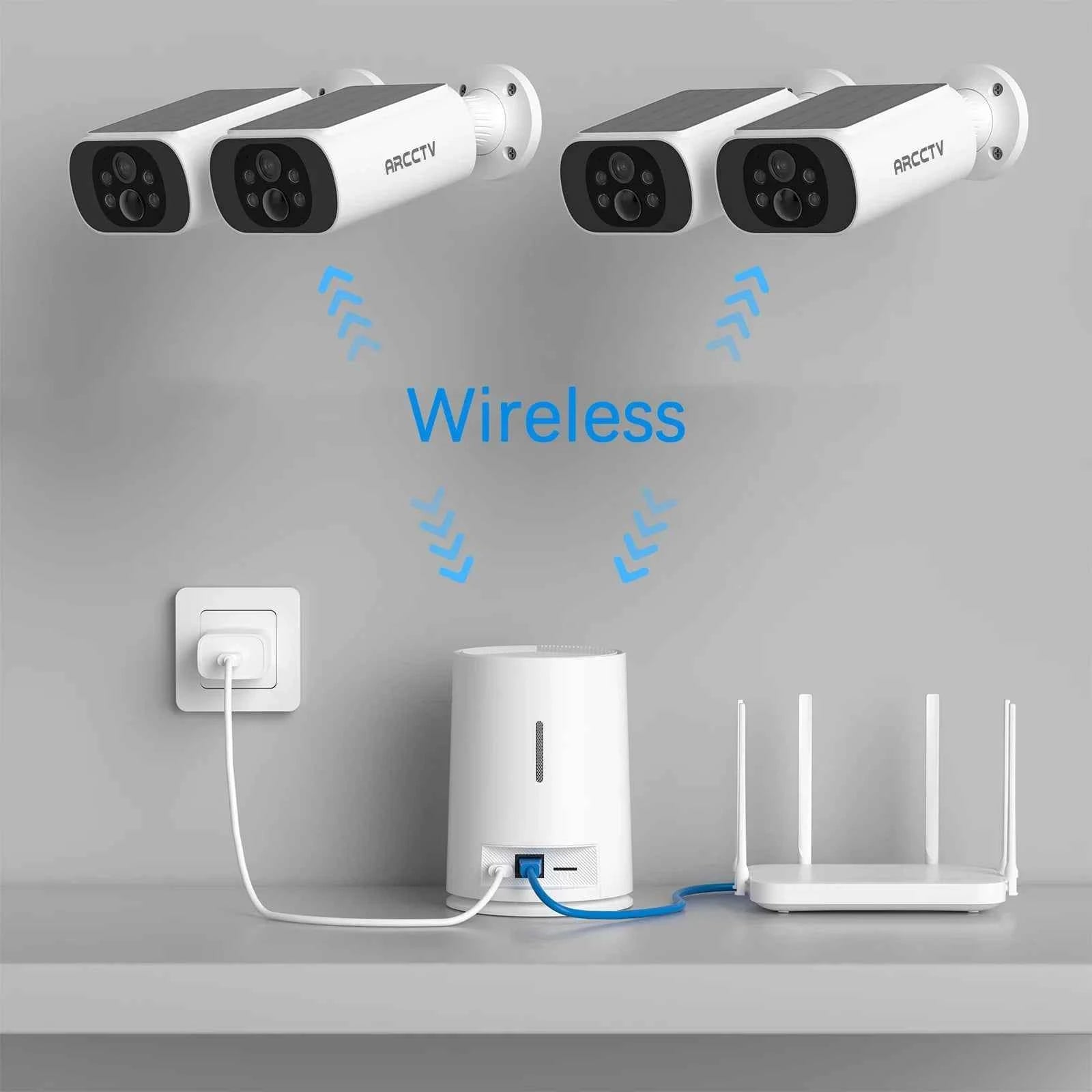 ARCCTV 4MP Wifi Solar Battery Camera Kit Surveillance Security System Humanoid Detection Siren Alarm Outdoor Wireless Camera Set - Limetastore
