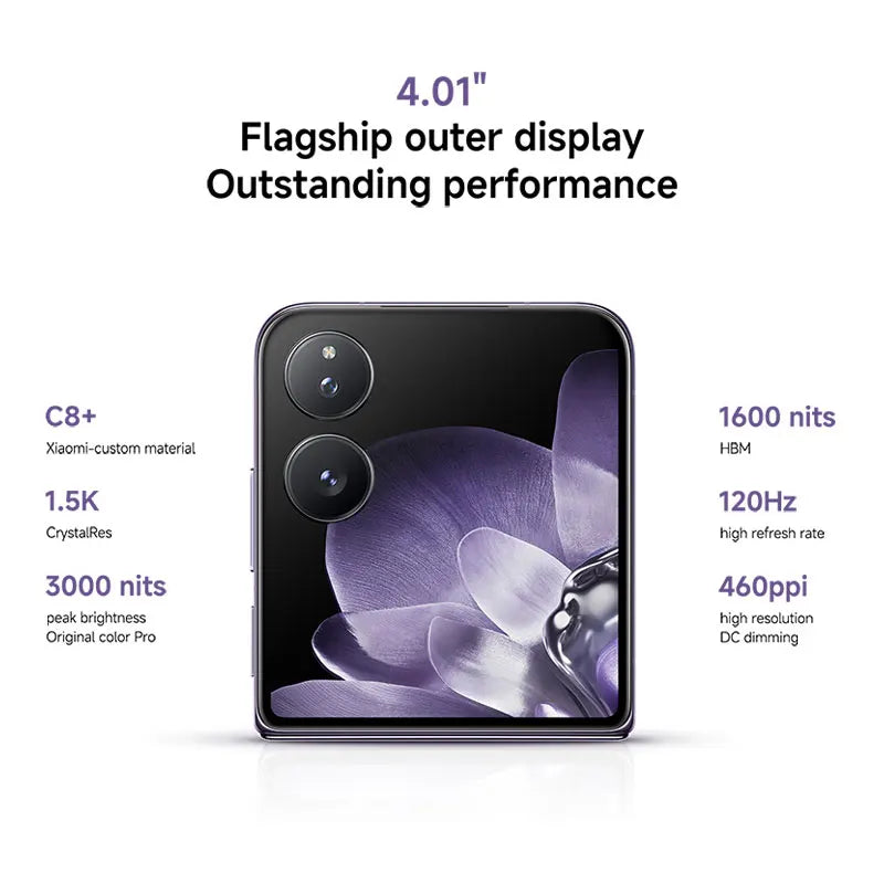 FR Warehouse Xiaomi MIX Flip Smartphone Global Version New Snapdragon 8 Gen 3 CPU 50MP Leica Camera  12GB RAM 512GB ROM 6.86 inch Foldable Display NFC - Limetastore