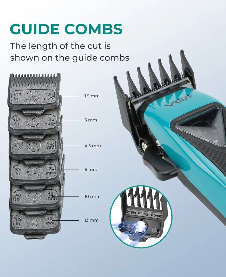 VGR Hair Trimmer Professional Hair Cutting Machine Cordless Barber Clipper Vector Motor Haircut Electric Trimmer for Men V-035C