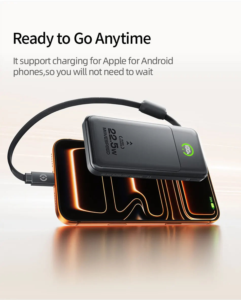 MOVESPEED P19 Power Bank 10000mAh with Built-in USB-C Cable