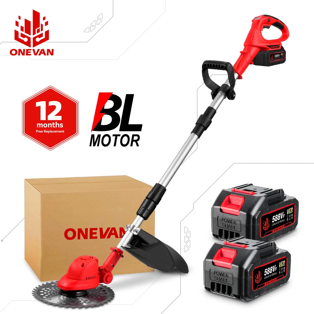 ONEVAN 10" Brushless 36,000 RPM Cordless Grass Trimmer | Foldable Lawn Mower