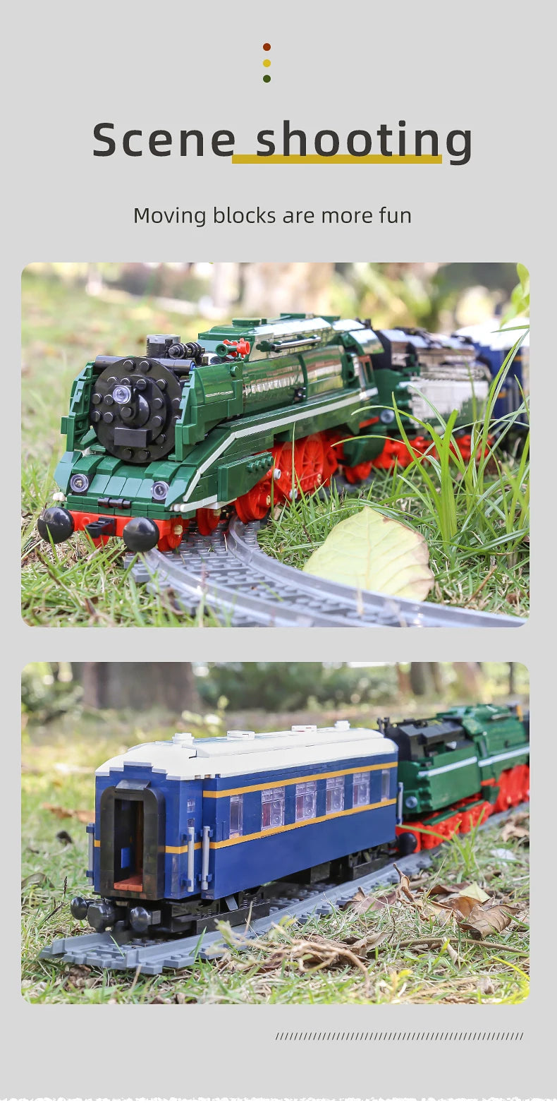 Mould King 12007 Remote Control BR18 201 German Express Train | Motorized Steam Locomotive Building Set - Limetastore