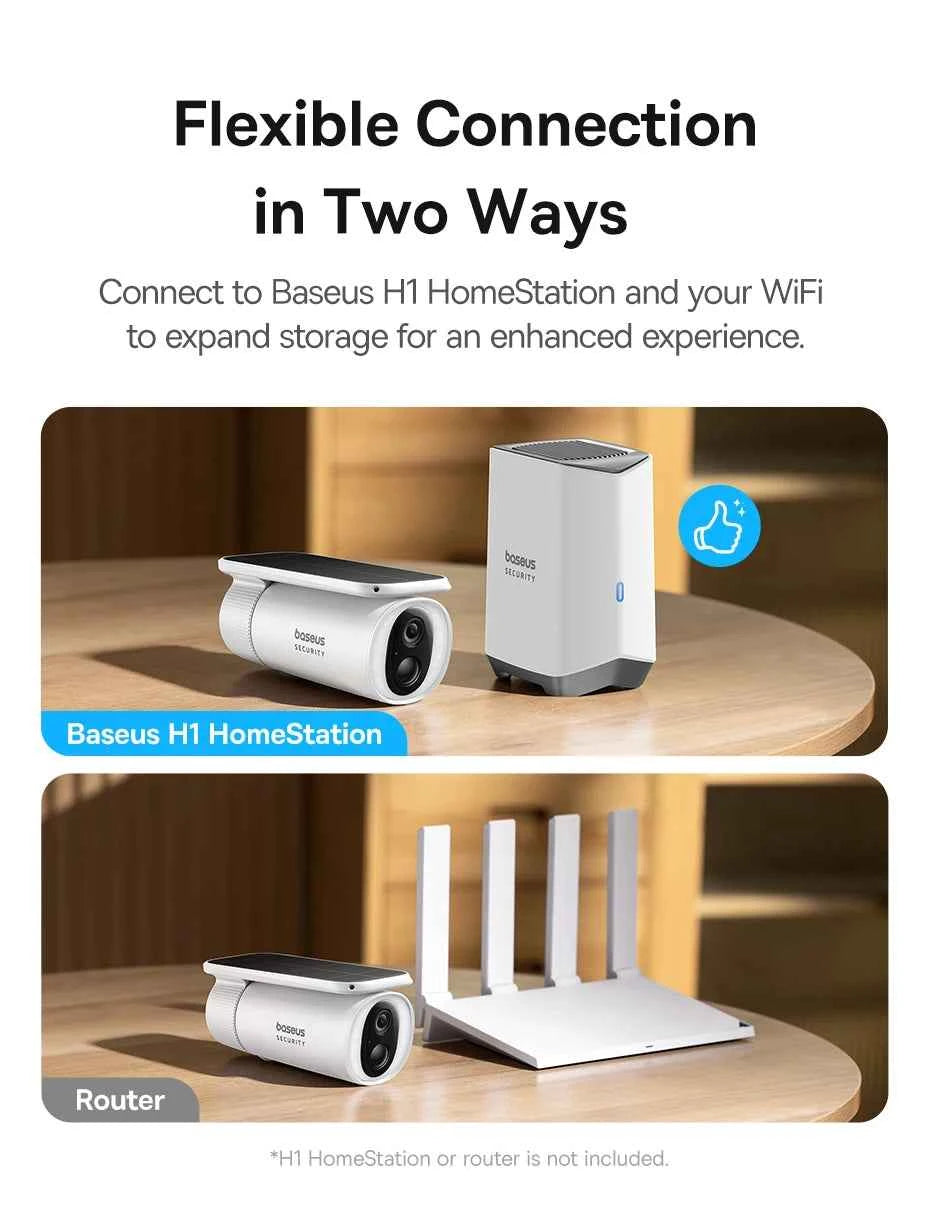 Baseus Security S1 Outdoor Camera Solar Wireless Wifi Solocam Forever Power with Sunlight-Tracking System 2K Clarity 145° FOV - Limetastore