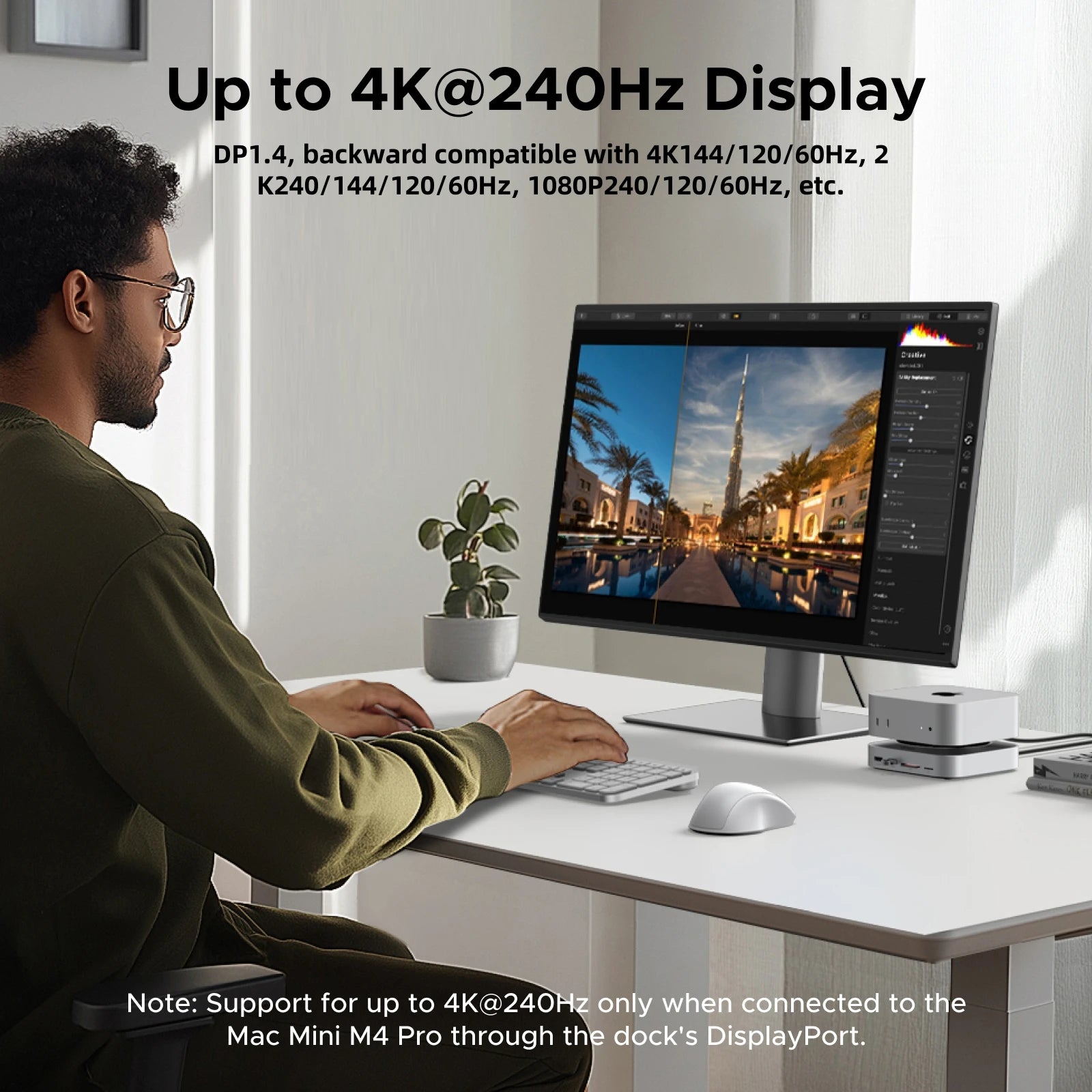 UGREEN Mac Mini Docking Station with 4K240Hz DisplayPort, M.2 NVMe SSD Slot