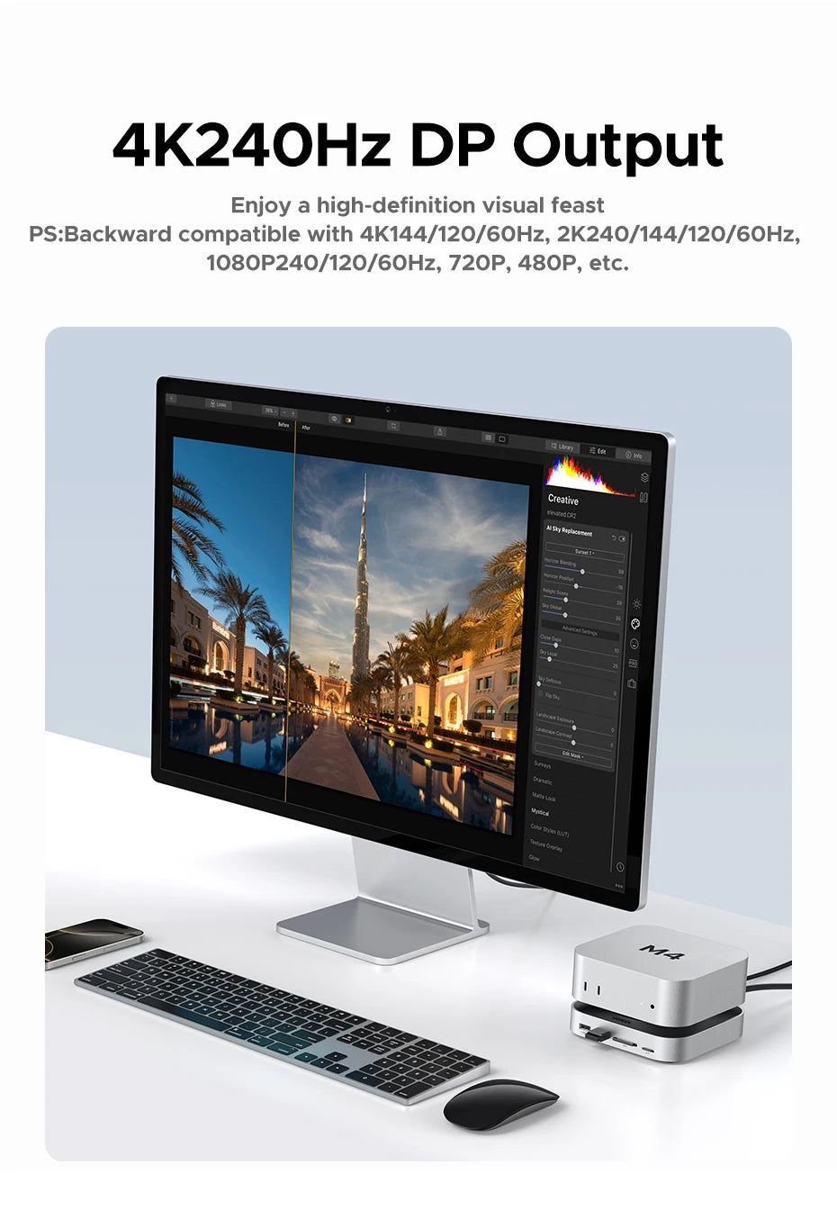 UGREEN Mac Mini Docking Station with 4K240Hz DisplayPort, M.2 NVMe SSD Slot