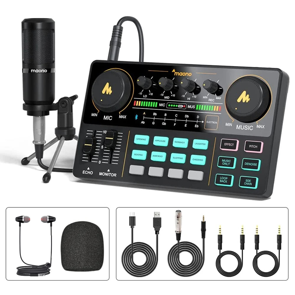 Maono AM200‑S1 Sound Card & Microphone Set | All‑in‑One Streaming Studio