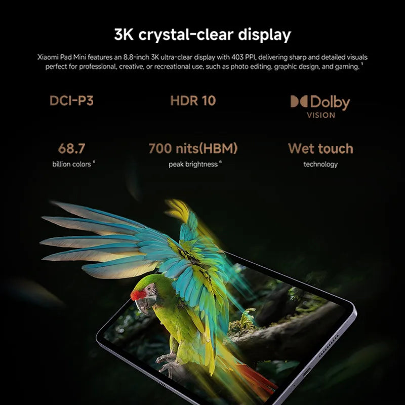 Global Version Xiaomi Pad Mini 8GB /12GB RAM "3K ultra-clear display 7500mAh battery 67W HyperCharge MediaTek Dimensity + 9400 - Limetastore