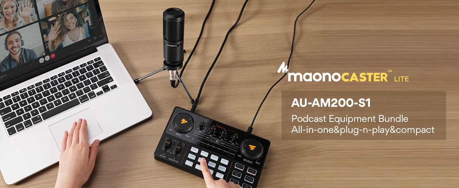Maono AM200‑S1 Sound Card & Microphone Set | All‑in‑One Streaming Studio