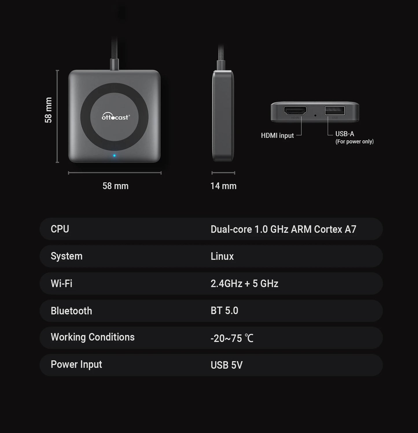 OTTOCAST Car TV Mate Pro C4 Wireless CarPlay HDMI Adapter