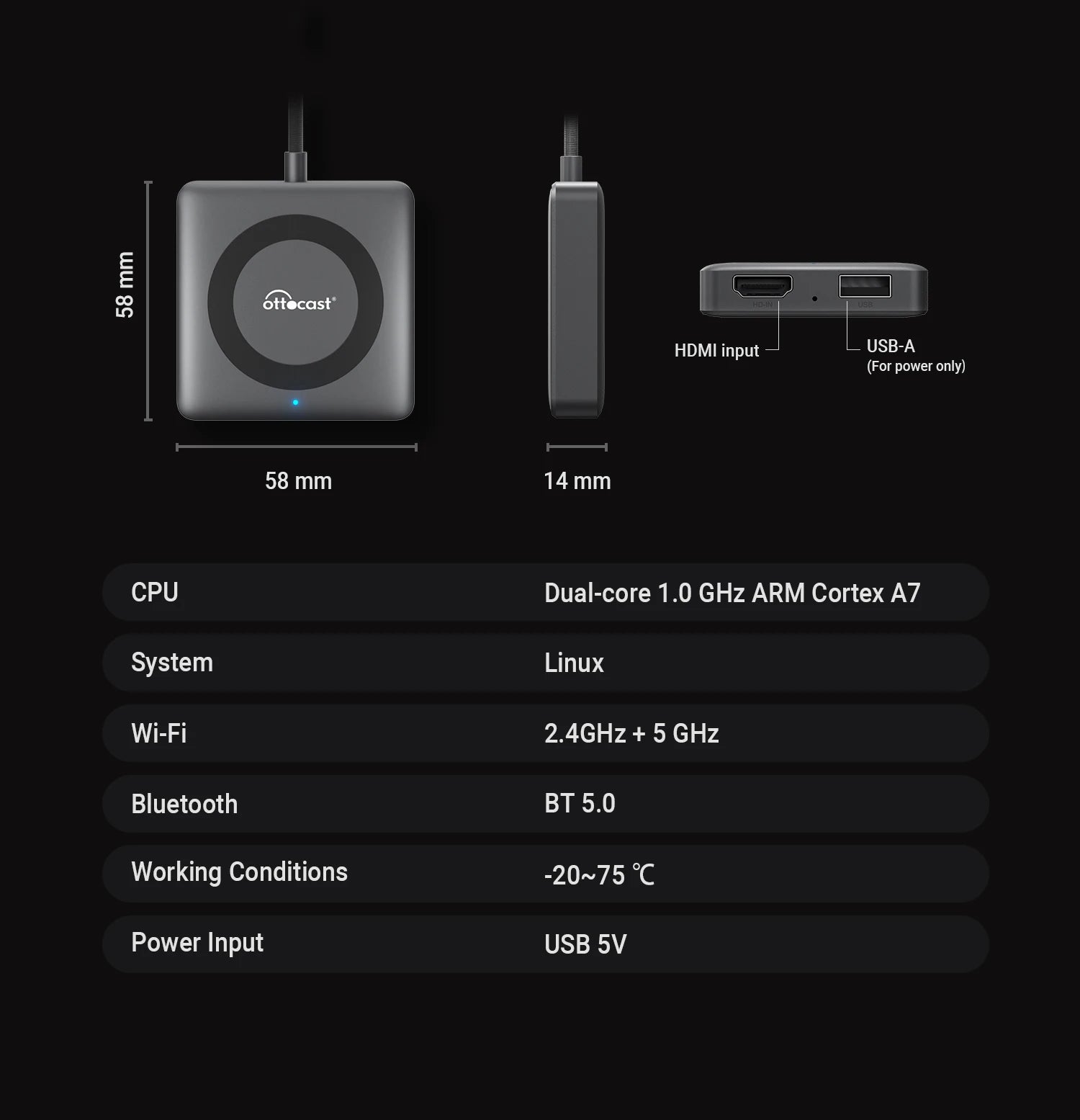 OTTOCAST Car TV Mate Pro C4 Wireless CarPlay HDMI Adapter