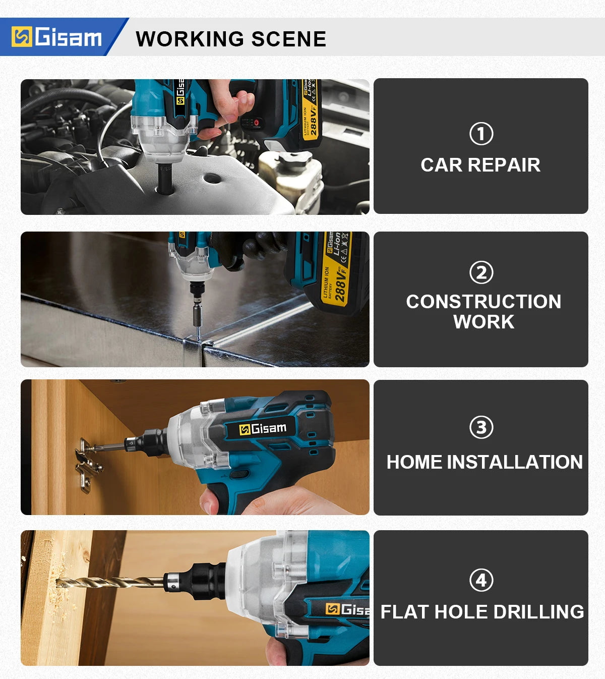 Gisam 320N.m Brushless Impact Wrench 1/2"