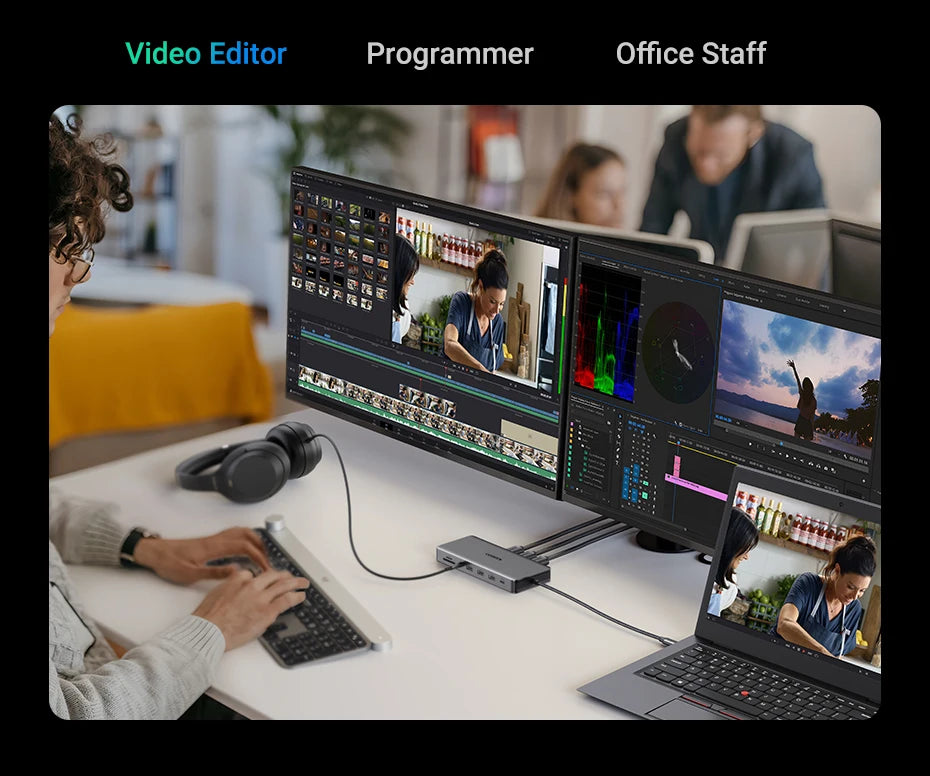 UGREEN 13‑in‑1 USB‑C Hub with Triple Display (Dual HDMI 4K60Hz + DP 4K60Hz), 10Gbps USB 3.2