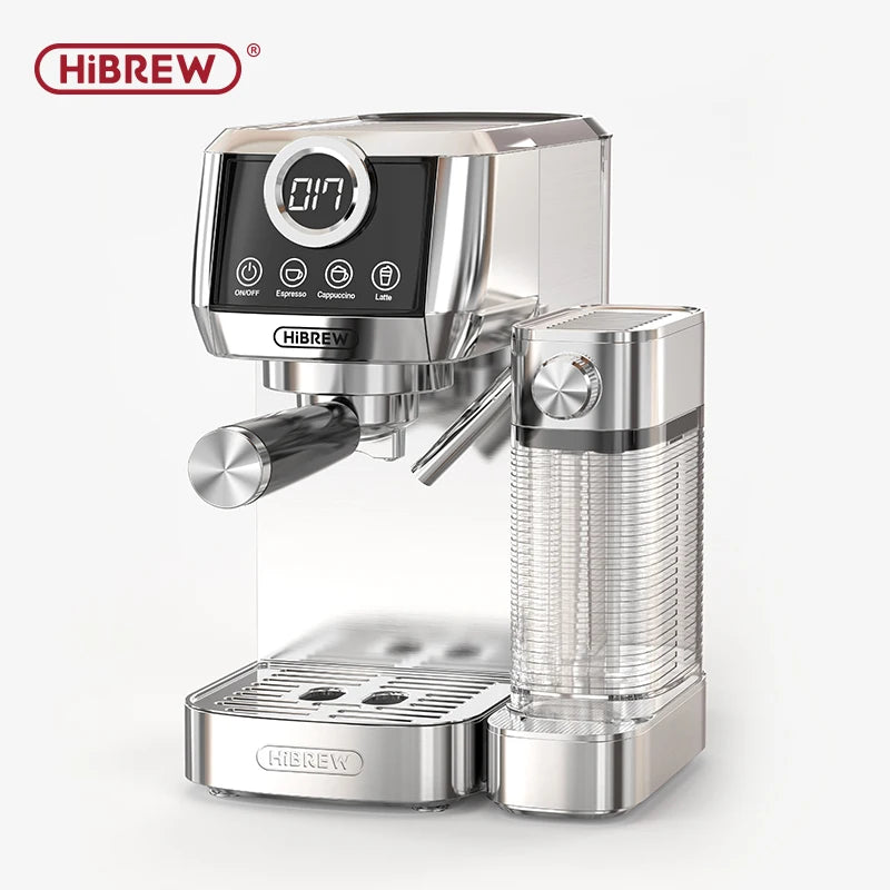 HiBREW H13A – 3‑v‑1 polavtomatski espresso aparat | Kavni aparat iz nerjavečega jekla z avtomatskim penilnikom mleka