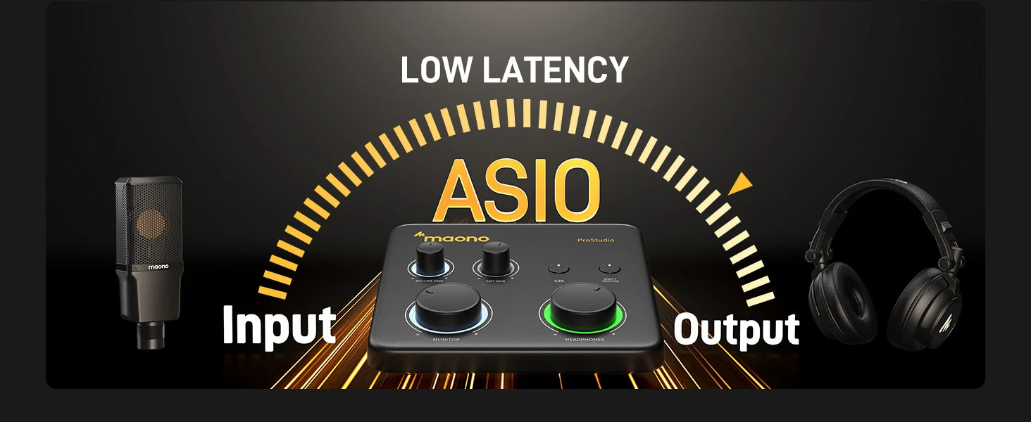 Maono PS22 Lite – USB Audio Interface 24‑bit/192 kHz | XLR Input, Loopback, ASIO Support, DAW Compatible for Music, Guitar & Recording