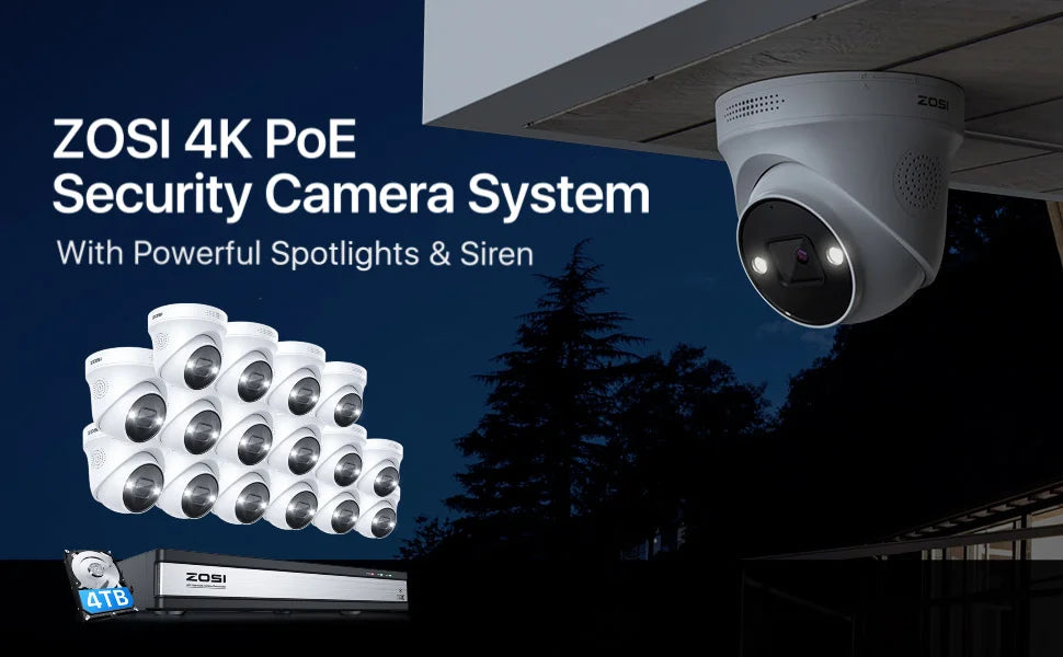 ZOSI 16CH 4K PoE Security Camera System – 8MP AI Detection IP Cameras | Waterproof 5MP/8MP