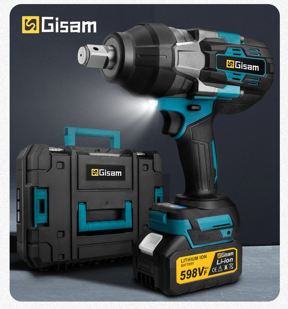 GISAM 3100N.M Brushless Electric Impact Wrench 3/4 Inch Cordless Torque Wrench Screwdriver Power Tool For Makita 18V Battery Pin