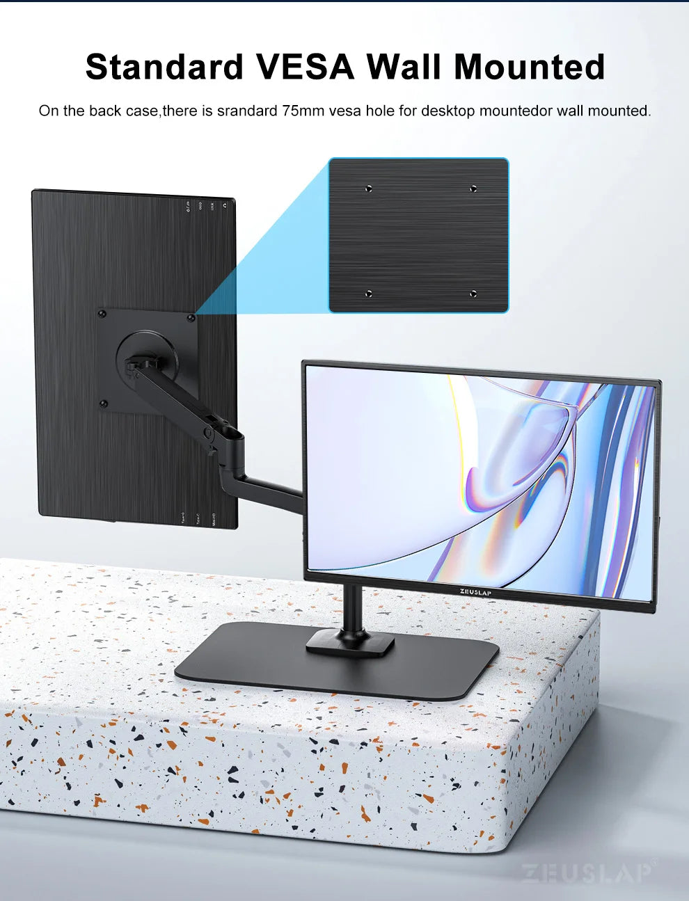 ZEUSLAP 14" Portable Monitor | 1920×1200 WUXGA, 16:10, 100% sRGB, 300 nits