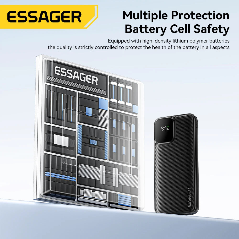 ESSAGER 20000mAh Power Bank with Two Built-in Cables 22.5W PD