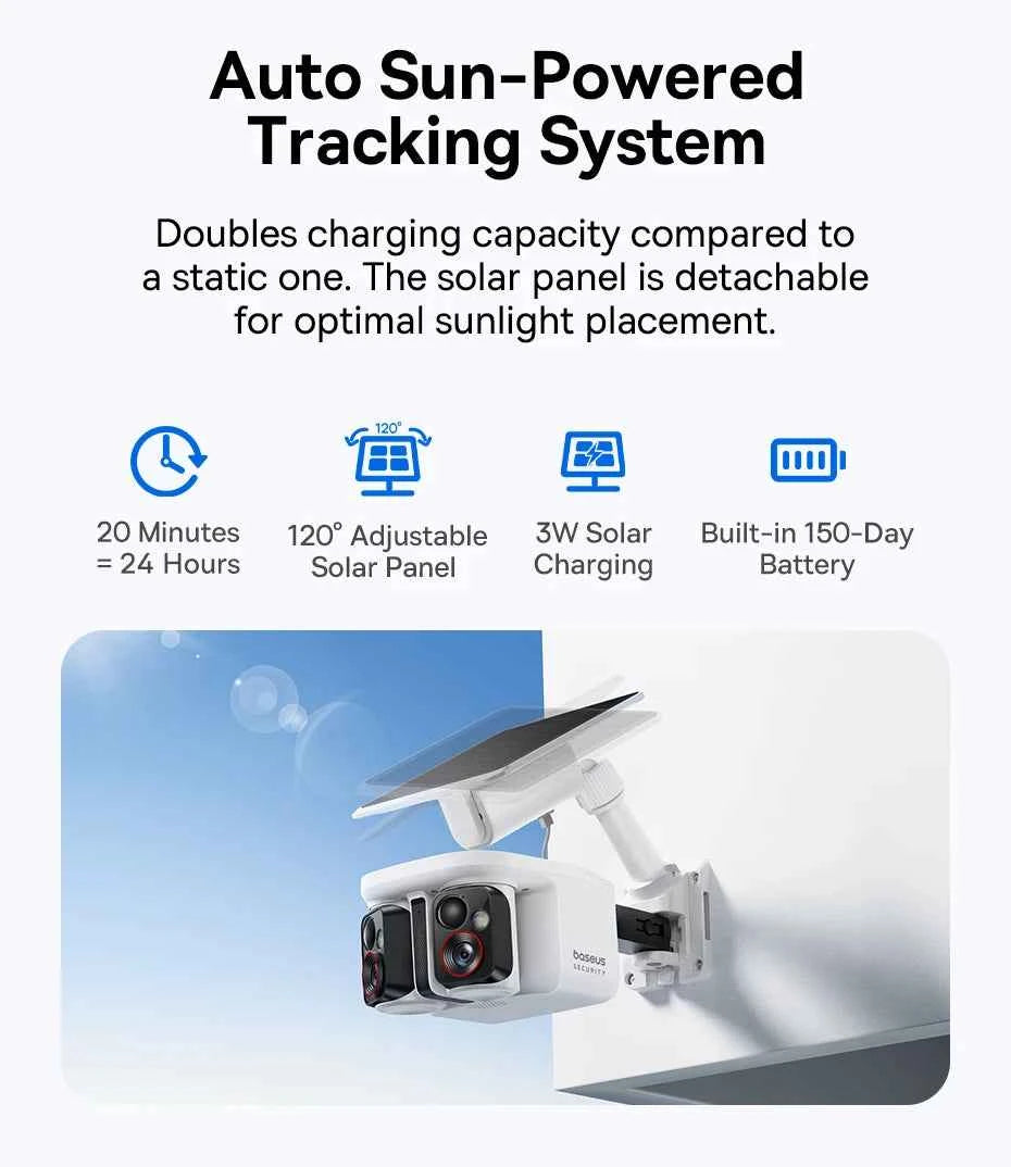 Baseus Security X1 Pro Outdoor Dual Camera Wireless 3K Camera Solar Panel Face Recognition Smart AI Tracking Security Camera - Limetastore