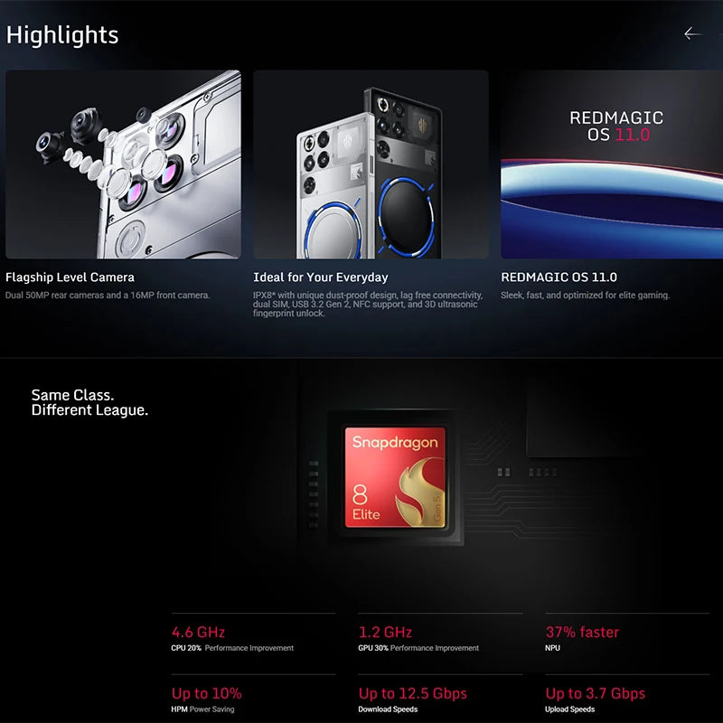 EDMAGIC 11 Pro 5G Gaming Phone | Snapdragon 8 Elite Gen 5 | 7,500mAh Battery | 6.85" AMOLED Full-Screen | Global Version - Limetastore