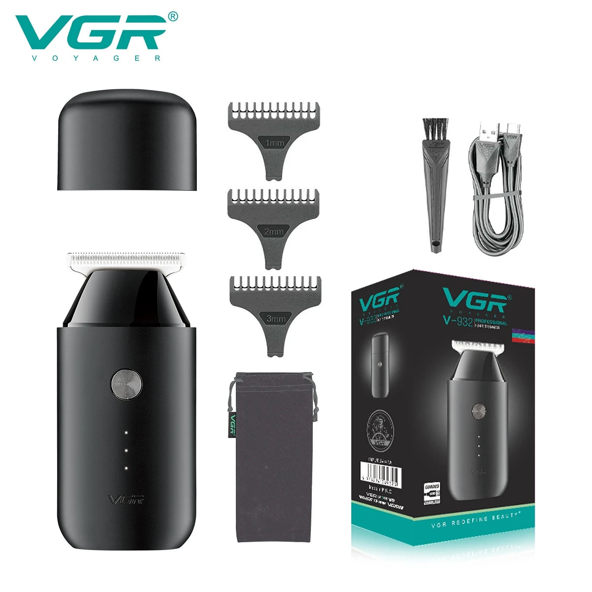 VGR Mini Hair Clipper Professional Zero Cutting Machine Electric Cordless Beard Trimmer Rechargeable Hair Trimmer for Men V-932