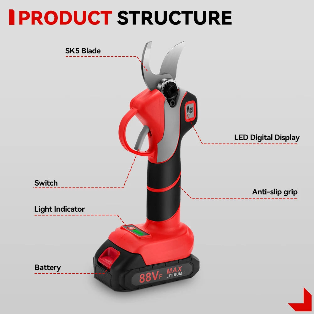 ONEVAN 30mm Brushless Electric Pruner | 1000W Cordless Branch Cutter