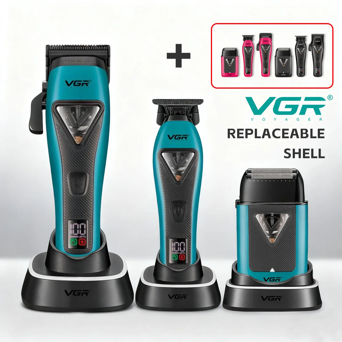 VGR Hair Trimmer Professional Hair Cutting Machine Cordless Beard Trimmer Electric Barber Clipper Metal Trimmer for Men V-035 S3