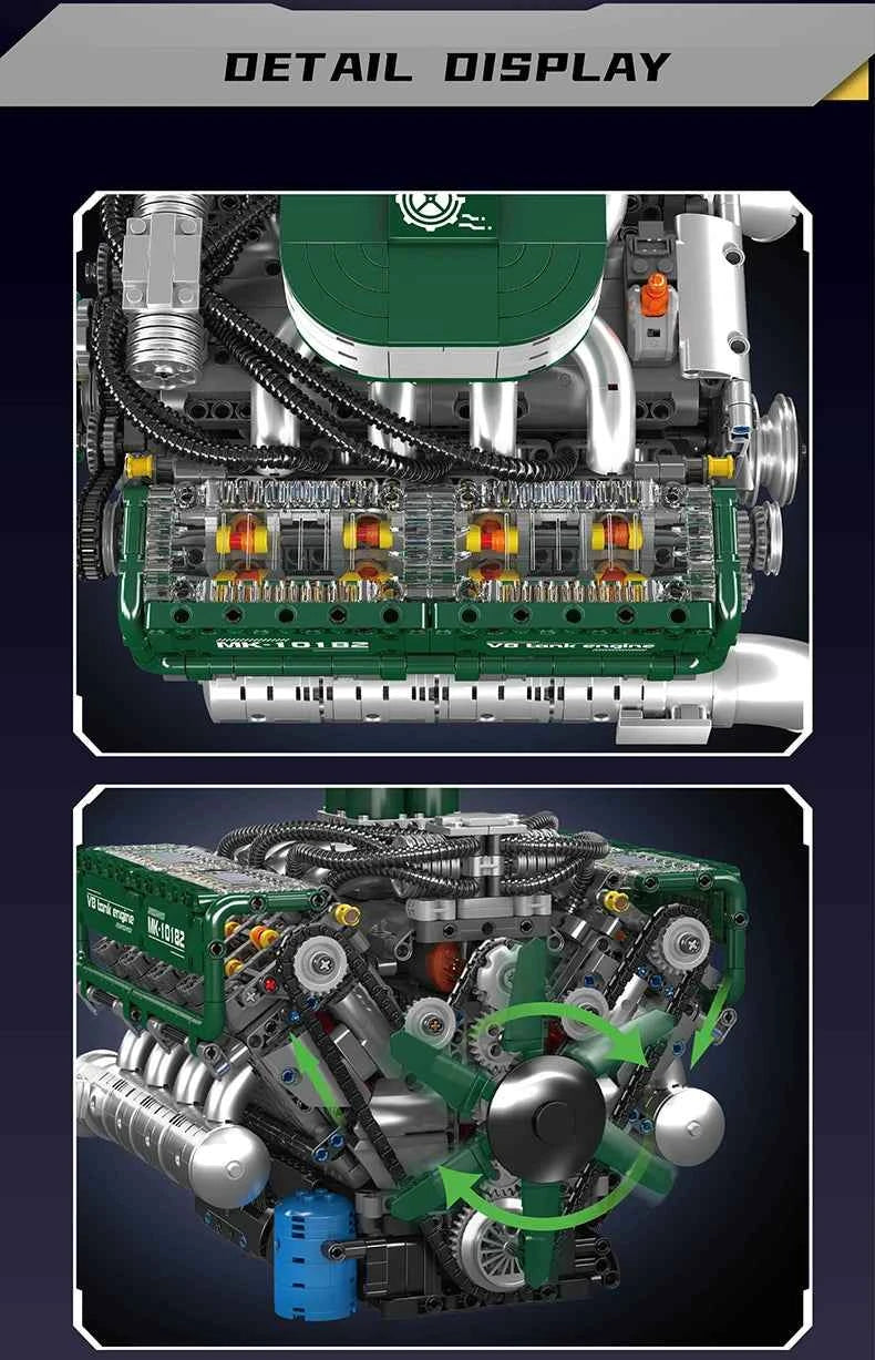 Mould King 10182 Motorized V8 Tank Engine Building Set | Military Technical Toy - Limetastore