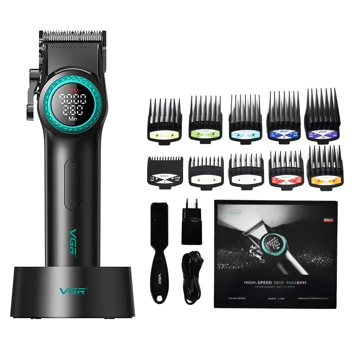 VGR Hair Cutting Machine Professional Trimmer 9000 RPM Hair Clipper Bldc Motor Barber Cordless Clipper Trimmer for Men V-001