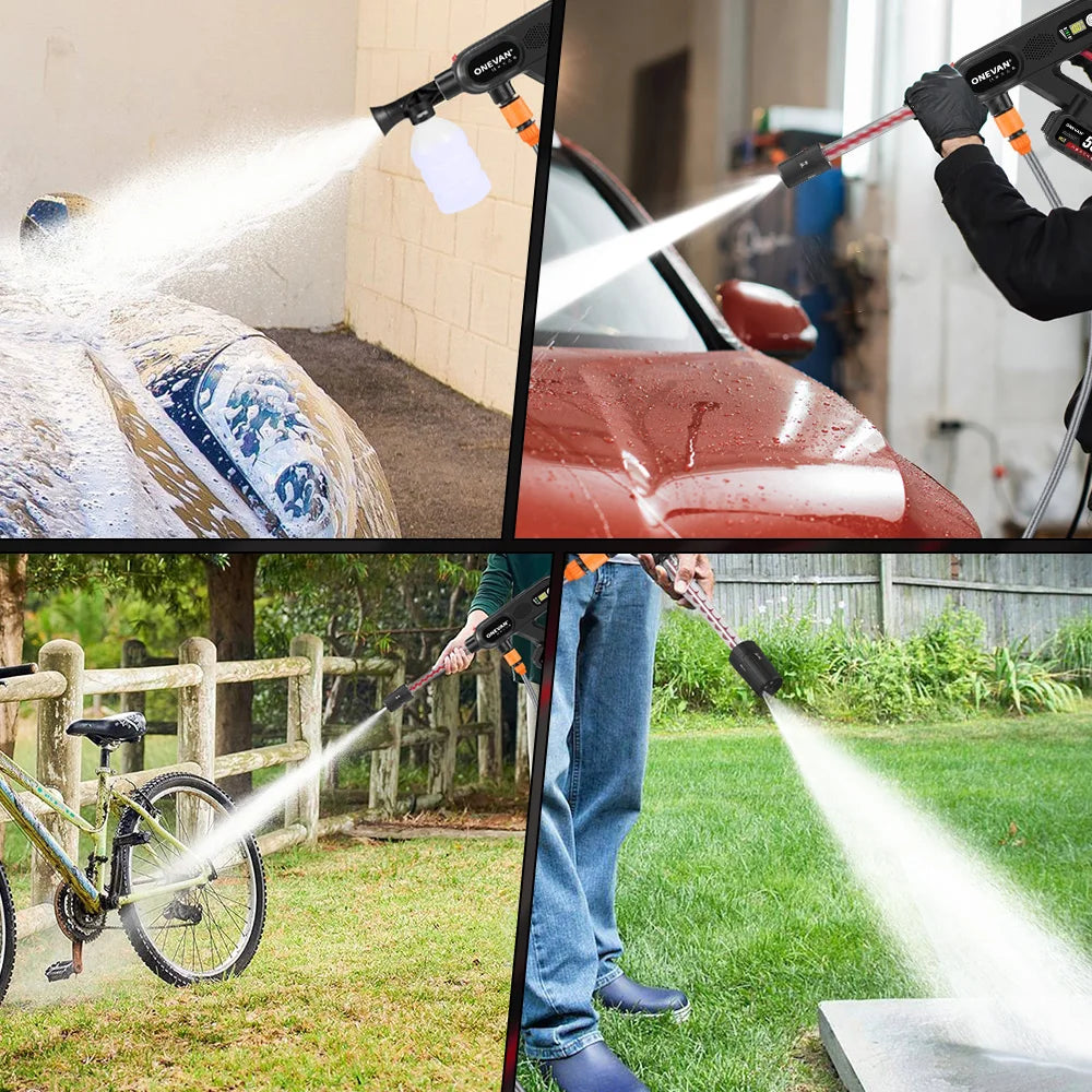 ONEVAN 220Bar Brushless High Pressure Car Washer Gun 5in1 3 Gear Spray Gun Garden Washing Power Tool For Makita 18V Battery Pin