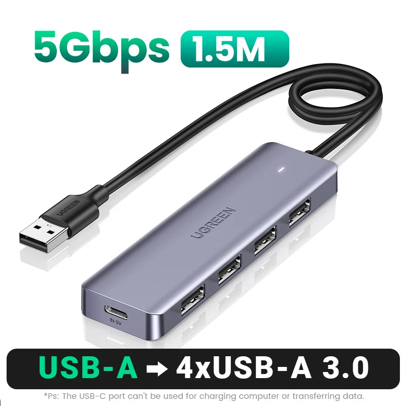 UGREEN USB‑C to USB 3.0 Hub | 4‑Port High‑Speed Splitter for MacBook, iPad & Samsung