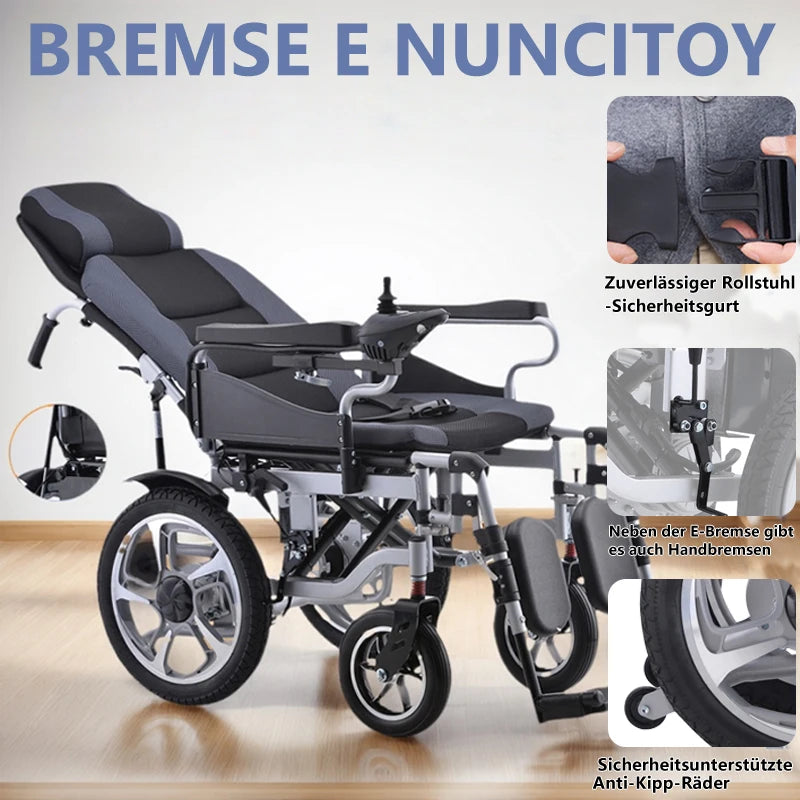 Electric Self‑Propelled Folding Wheelchair for Elderly & Disabled – Reclining Backrest