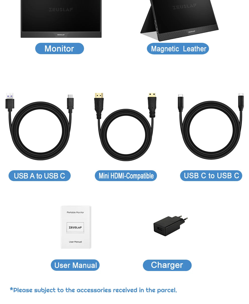 ZEUSLAP 15.6" Portable Touch Monitor | 1080P FHD IPS, USB‑C & HDMI, PS4/Switch/Xbox Compatible