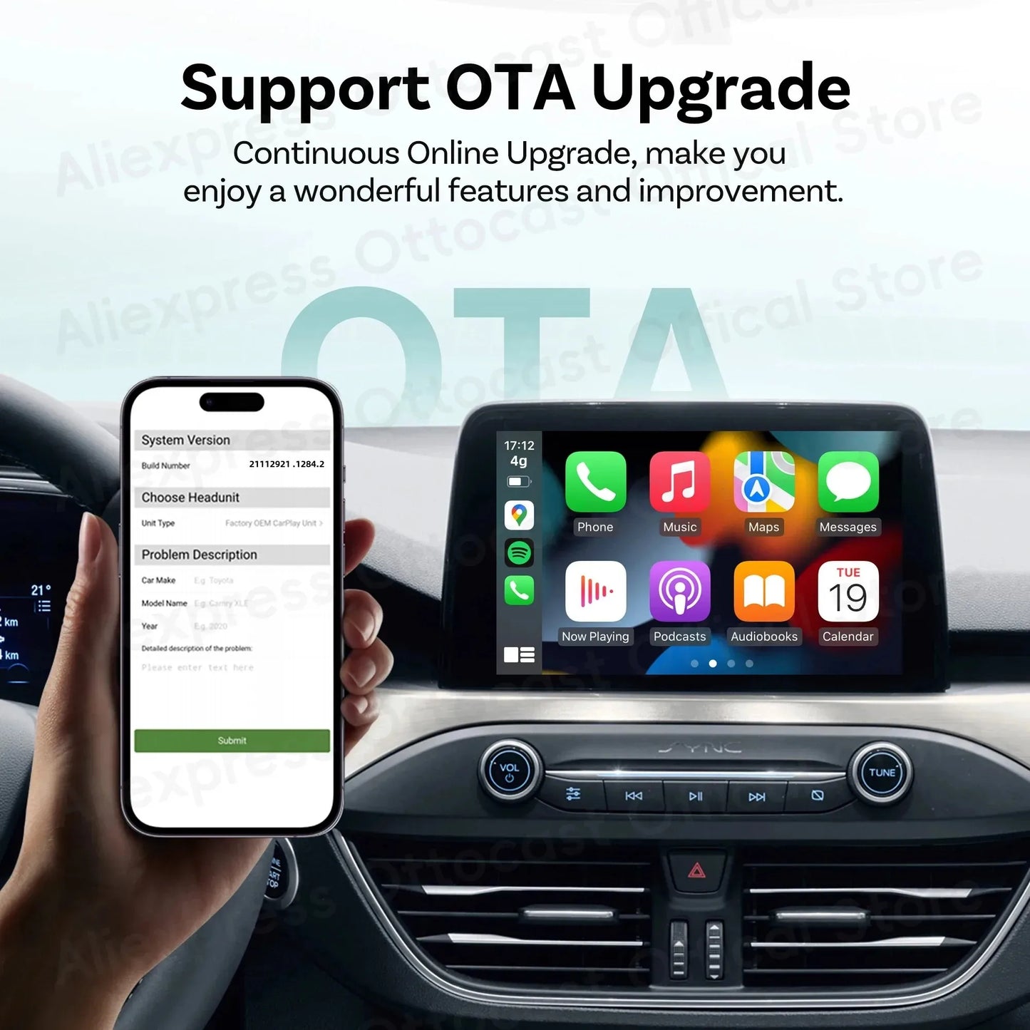 OTTOCAST Mini Wireless CarPlay & Android Auto Adapter